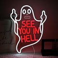 See You In Hell Neon Sign - Spooky Middle Finger LED Wall Decor - Variation: See Hell