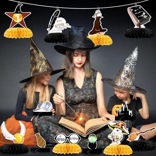 12PCS Magic Wizard Honeycomb Table Decorations for Birthday Halloween Party
