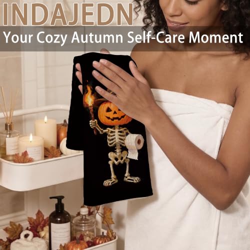 Halloween Pumpkin Skeleton Bathroom Hand Towel 16x24 in - Variation Pumpkin Ghost