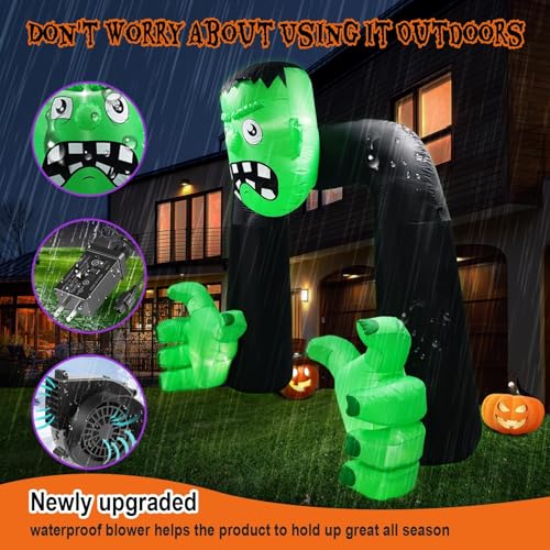 9FT Halloween Inflatable Frankenstein Archway Outdoor Decoration with LED Lights