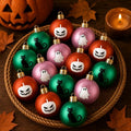 Halloween Ball Ornaments Set - 15 Pcs 2.36 Inch Dark Green Pink Orange Decorations
