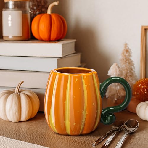 Orange Fall Pumpkin Mug 16oz Ceramic Coffee Cup - Halloween & Thanksgiving