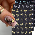 Halloween Nail Stickers for Nail Art Metallic Bat & Dragon Decals 6 Sheets