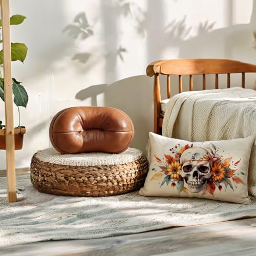 Halloween Skull Pillow Cover 12x20 Floral Skeleton Fall Home Decor