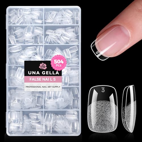 UNA GELLA Short Squoval Gel Nail Tips 504pcs - Durable, Flexible, Clear