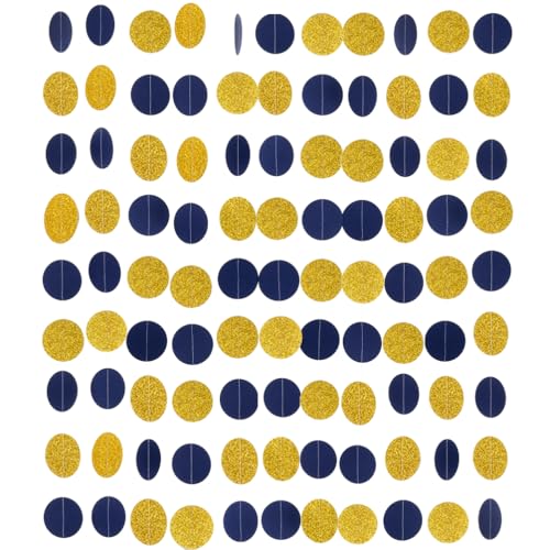 Gold Blue Paper Garland Streamer 2 Inch 4 Pcs Party Decorations