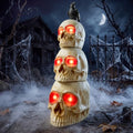 Stackable Skeleton Decor with Glowing Skulls and Crow for Halloween Yard Indoors