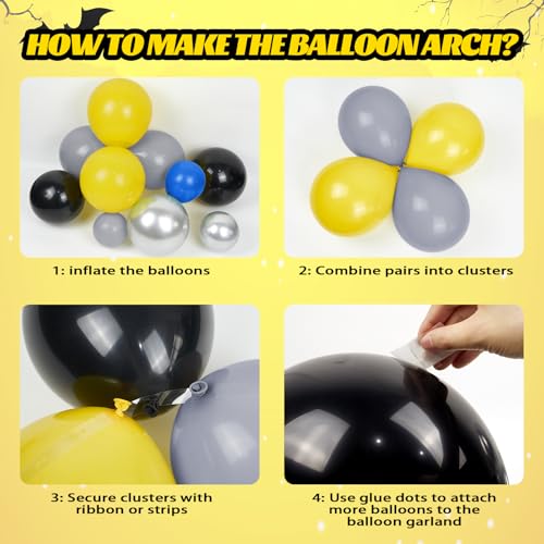 Balloon Arch Kit with Blue, Yellow, Gray, Silver & Black Balloons for Parties
