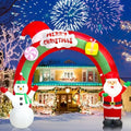 10FT Christmas Inflatable Archway Santa Claus & Snowman Outdoor Decor with LED Lights - Easy Setup