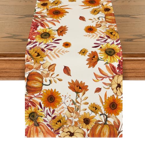 Artoid Mode 13x36 Inch Fall Table Runner - Orange Polyester Home Decor