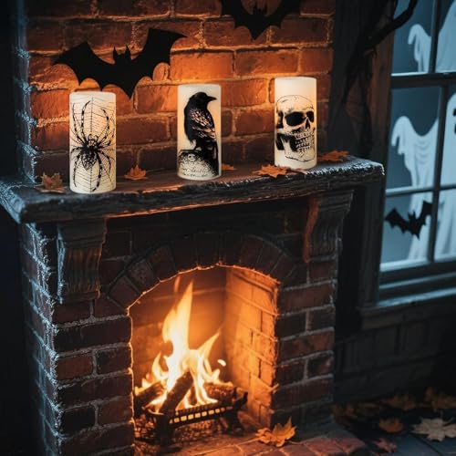 2-Skull Rechargeable Halloween Flameless Candles with Remote & Timer
