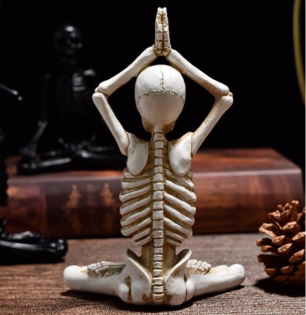 Set of 4 Halloween Skeleton Yoga Figurines - Indoor Resin Skull Decor