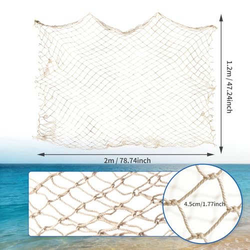 2 Pack Nautical Cotton Fish Net Decorations - 4x6.6 Ft Beach & Party Backdrop (Variation 2)