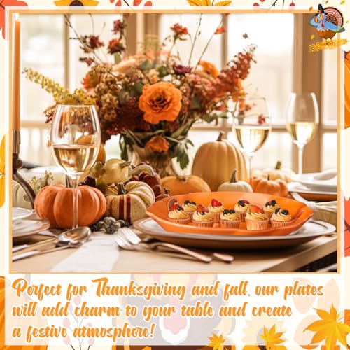 Pumpkin Ceramic Plates Set of 4 - 8 Inch Fall Thanksgiving Dinnerware - Versatile Serving Dishes for Salads Fruits and Desserts