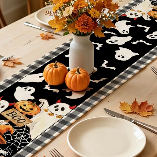 Halloween Table Runner 13x72 Inch Spooky Decor Black - Indoor Party