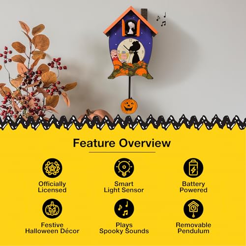 Peanuts Halloween Cuckoo Clock with Snoopy & Great Pumpkin - 17 Inches
