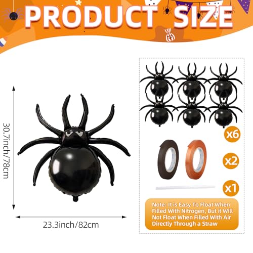 Halloween Spider Balloons Set - 6 Large 32-Inch Foil Spooky Decorations - Style3
