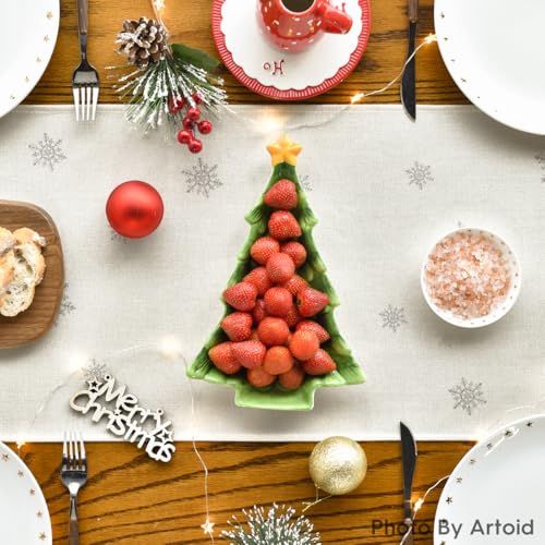 Christmas Table Runner 13x120 Inch Beige Seasonal Holiday Kitchen Decor