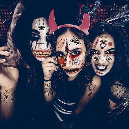 Halloween Prank Makeup Temporary Tattoos Set A (26 Pieces) for Face and Cosplay