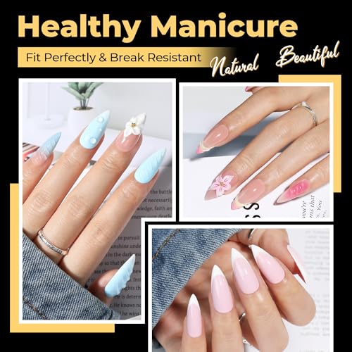 Medium Stiletto Gel Nail Tips 600Pcs - Clear Press-On Nails for Nail Art