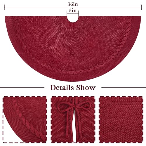 Red Tree Skirt 36 Inch Burgundy Knit Rustic Christmas Decor - Variation of THIS listing