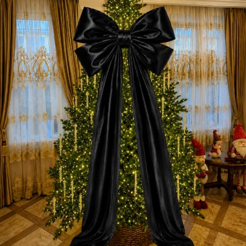 Black Satin Large Bow for Backdrop - 40x102 Inches, Extra Large Decor