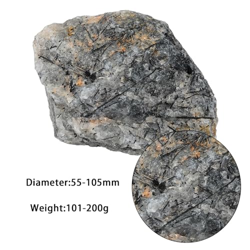 Black Rutilated Quartz Raw Stone - Irregular Natural Crystals for Meditation & Feng Shui - 0.22-0.44 lbs