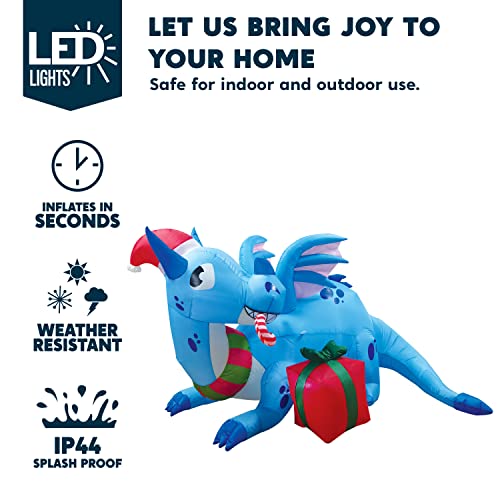 6FT Christmas Inflatable Dragon Outdoor Decoration with LEDs Yard Garden