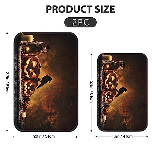 Halloween Pumpkin Bath Rug Set of 2 - Microfiber Non-Slip Bathroom Mats