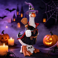 Halloween Goose Statue Black Resin Witch Skull Decor - 8.8"