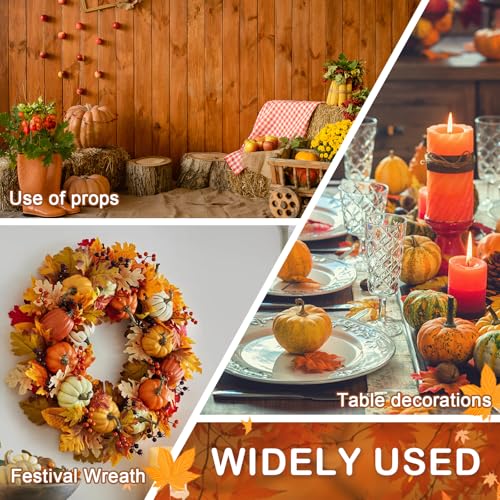 24 Pcs Faux Velvet Fall Pumpkins - Small Artificial Harvest Decorations