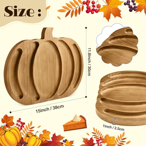 Walnut Pumpkin Charcuterie Board Wooden Fall Serving Platter Tray for Snacks and Cheese