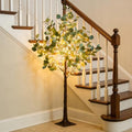 Lighted Eucalyptus Tree 4FT - Plug-in Artificial Greenery with 160 Warm White LEDs for Holiday & Party