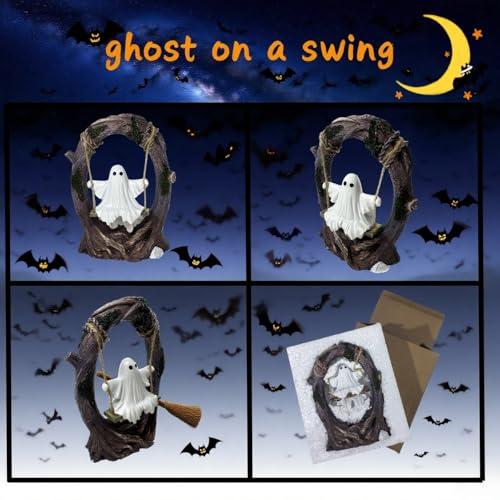 Halloween Ghost Swing Figurine Indoor & Outdoor Decor - Spooky Gothic Halloween Gift