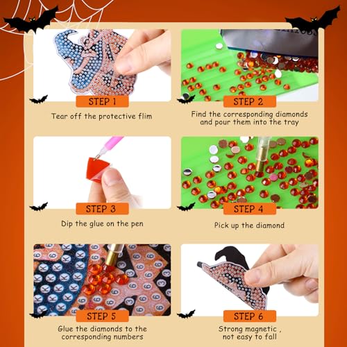 Halloween Diamond Art Magnet Kits - Pumpkin Variation, 30pcs