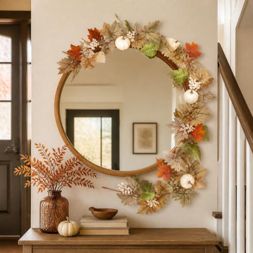 Autumn Maple Leaf Pumpkin Berry Garland - Fall Decor Wreath