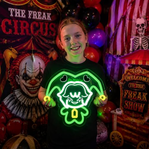 Green Harlequin Circus Neon Sign Wall Decor - 11.8x10.2 Inches with Dimmable LED USB Light