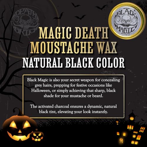 Mustache Wax - Extra Strong Hold Black Magic Death Grip - Hide Gray Hair - Unscented 1 oz