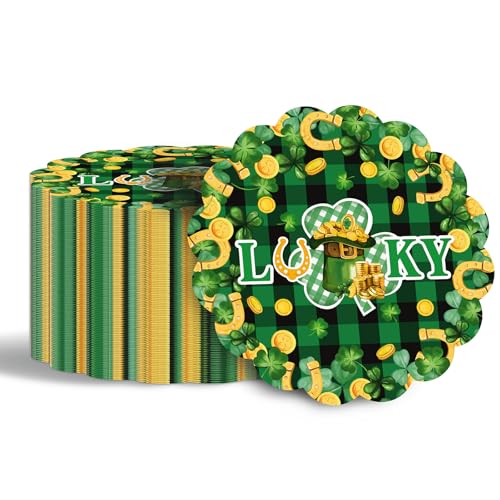 Disposable Paper Shamrock Placemats for St. Patrick's Day - 50 Pack, Green, Variation A