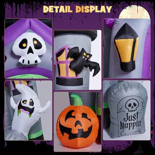 12FT Inflatable Haunted Castle Archway Halloween Yard Decor with LED Lights