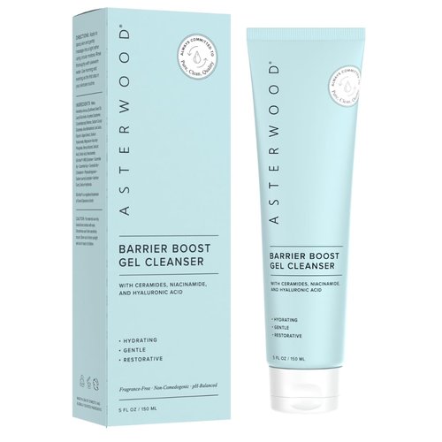 Asterwood Gel Cleanser for Skin Barrier Repair - Hyaluronic Acid Face Wash with Ceramides & Niacinamide - Gentle Facial Cleanser to Remove Makeup & Excess Oil - Hydrating, Fragrance-Free - 5 Fl Oz