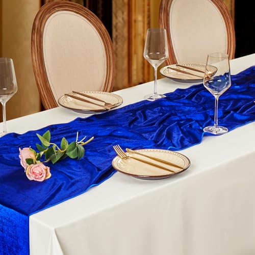 Velvet Table Runner 20x120 Inch - Royal Blue Elegant Dining Décor