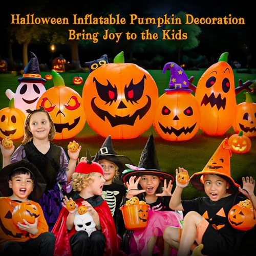 9FT Halloween Inflatable Pumpkin Ghost Decoration Outdoor Yard Halloween Decor - Variation of Pumpkin Inflatable