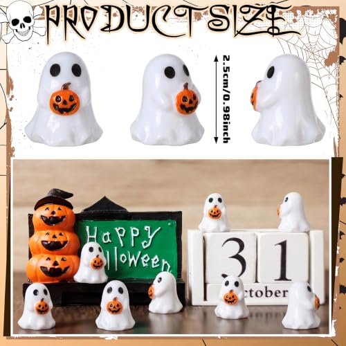 Mini Ghost Pumpkin Figurines Bulk - 50 Pieces Halloween Decorations - Variation of 50 / Ghost