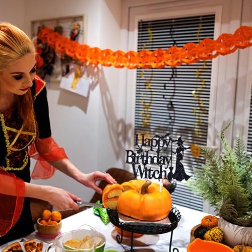 Halloween Witch Cake Topper for Birthday & Party Decor, Glitter, 5.9 Inch