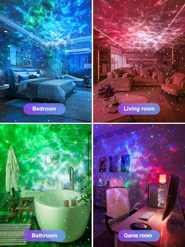 Galaxy Projector Night Light with 15 Colors & White Noise - Gifts for Girls & Kids - White