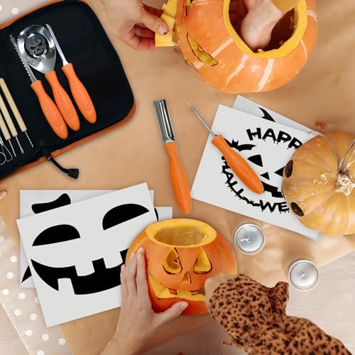 Pumpkin Carving Kit Tools - 13-Piece Heavy Duty Halloween Jack-O-Lantern Set