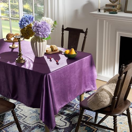 Violet Purple Velvet Rectangle Tablecloth - 72 x 52 Inches, Elegant Home & Event Decor