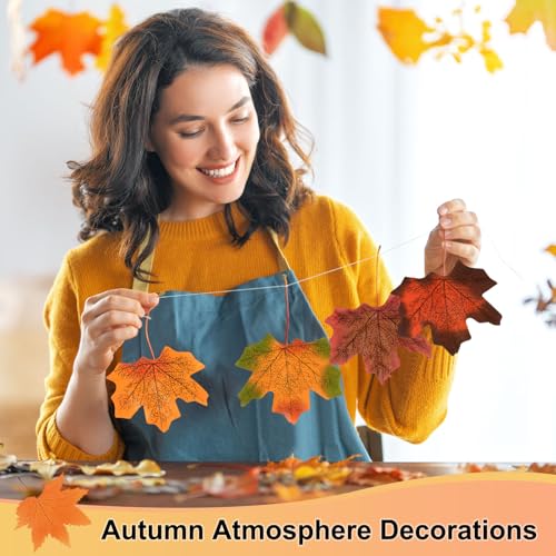 Artificial Maple Leaves Faux Fall Leaves for Thanksgiving and Wedding Decor - Black, 100 Pack