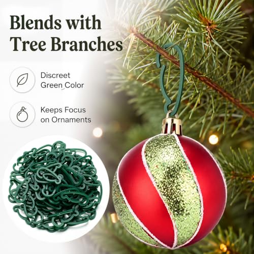 Christmas Ornament Hooks 100 Pcs Green Plastic Tree Decorations